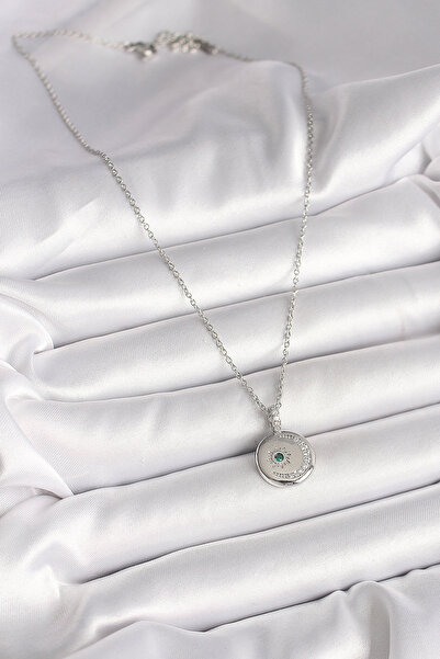 ForWhat قلادة على شكل نجمة هلالية بسلسلة من الفولاذ الفضي مع زركون للمرأة الأ...