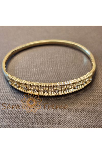 saratremo Queen of the Night bracelet – fixed, with crystals and couture texture, 14K gold plated