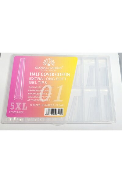 global fashion Set 120 bucati tipsuri dizolvabile, 12 marimi, 5XL extra-lung, ballerina la vârf, Nr. 01