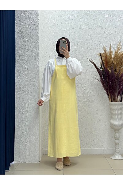 BENAHOLL Melinda Toka Detaylı Keten Jile-AS4080 Sarı