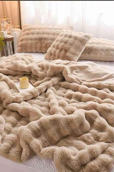 Çeyiz Diyarı Κάλυμμα κρεβατιού διπλό Tomriks Rabbit Hair 220x240 cm Mink