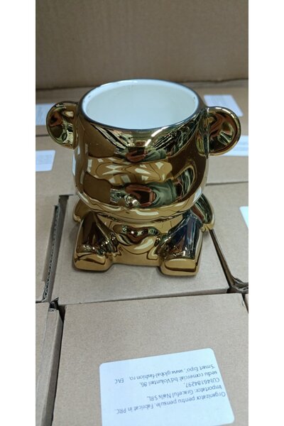 global fashion Organizator pentru pensule și pile, din ceramică, auriu