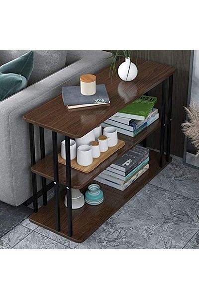 Türkiye Living Room Furniture Sofa End Table, Narrow Space Saving Storage Table 2 Layers Industrial Low Book