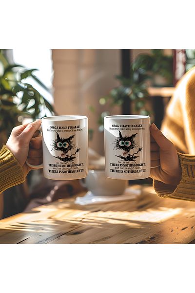 BB TRADE Omg Coffee Designed White Ceramic Printed Mug 330ml