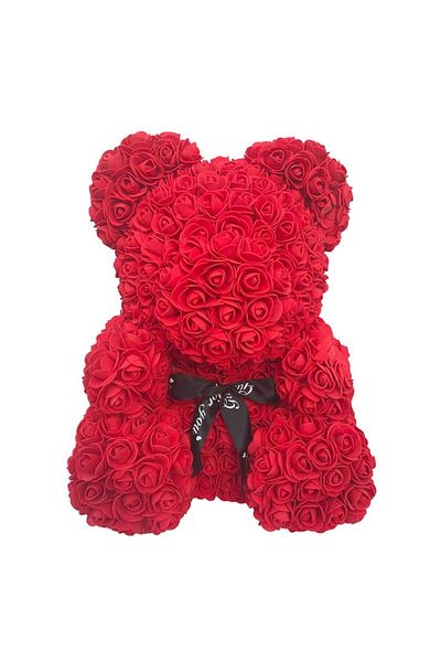 Blusmart RoseBear Bear Made of Red Roses, Hand Decorated - Height 25 cm - The Perfect Gift