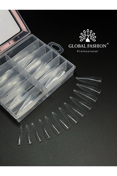 global fashion Set extensie, tipsuri reutilizabile, stilleto, 120 buc, Nr. 02