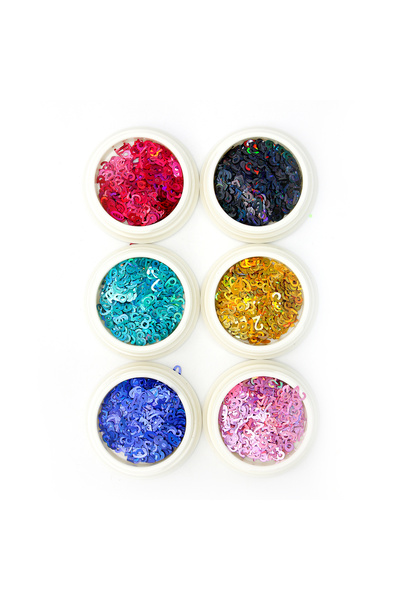 global fashion Set de 5 unități: Set 6 paiete decorative pentru unghii, cifre...