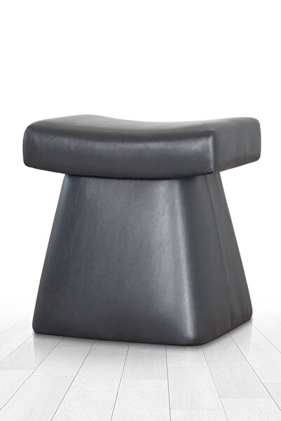 Lorencehome Dambert Deri Puf - Siyah