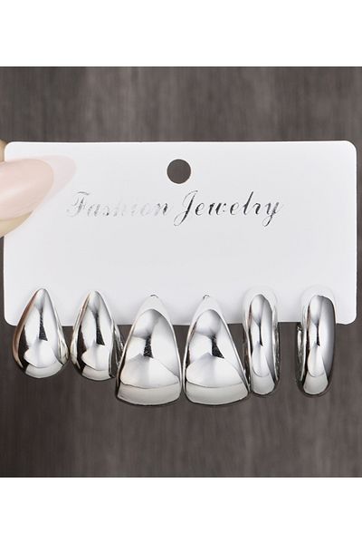 Choice AYA5789202 12pcs/Set Classic Fashion Twist C Shape Tear Drop Design Women's Gold-Color Earrings For
