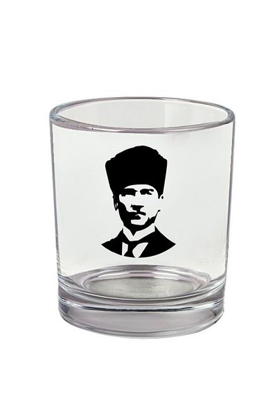 Özcan Tasarım كأس ويسكي مطبوع عليه أتاتورك - كأس أتاتورك