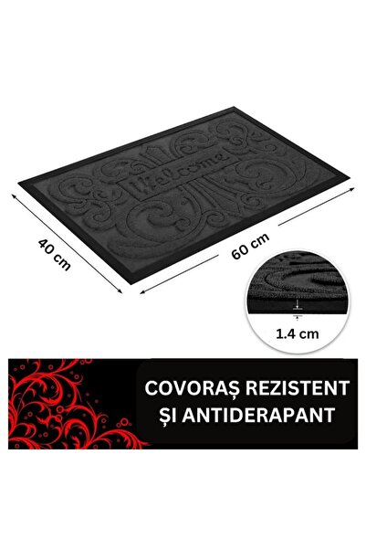 OPTIM DEKO Entrance Mat, Durable, Rubber and Polyethylene, DM20, Grey, 60 x 40 cm