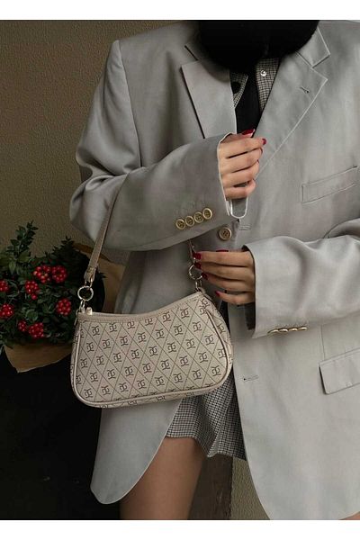 mlio Farme Monogram Beige Baguette and Crossbody Bag