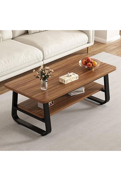 Türkiye Coffee Table Coffee Table 2-Layer Industrial Cocktail Table Multi-Function Shelf, Used in Bedroom Li