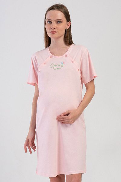 VİENETTA Cotton Women's Short Sleeve Maternity Nightgown, 408135