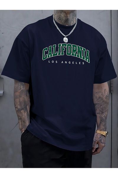 Let's Wear Ανδρικό μπλουζάκι CALIFORNIA με στάμπα, άνετο κοντομάνικο μπλουζάκι για το καλοκαίρι