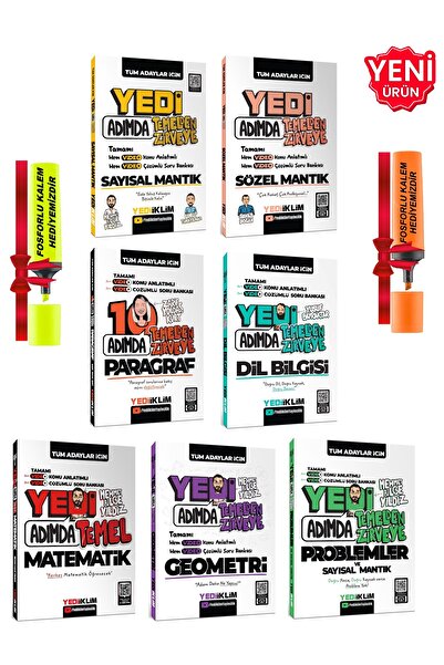 Yediiklim Yayınları 2026 - Tüm Adaylar için Temelden Zirveye Yedi Adımda Video Konu Anlatımlı Video Çözümlü Set 7 Kitap