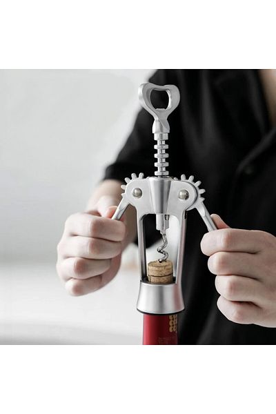 OEM 2-piece corkscrew set, zinc alloy, silver
