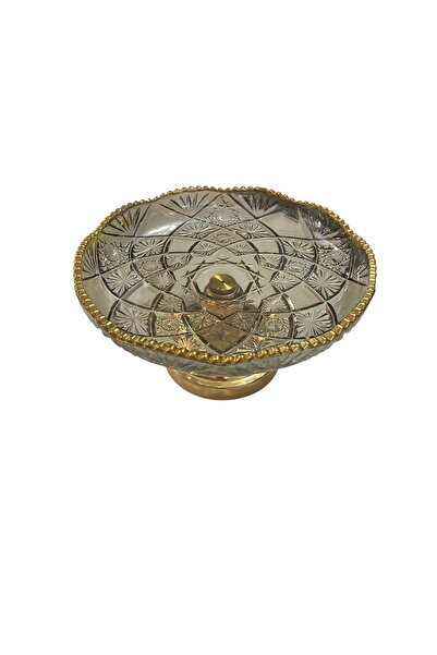 CENGİZ ÇEYİZ Tek Katlı Yuvarlak Kristal Cam Meyvelik Servis Tabağı 30x30x14 c...