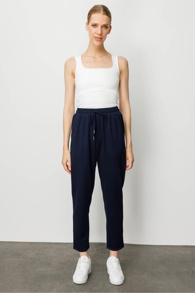 Desen Triko Women's Side Pocket Sweatpants Navy Blue