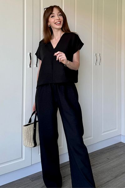 Dilay Gökoğlu Butik Double Breasted Collar Linen Trousers Suit