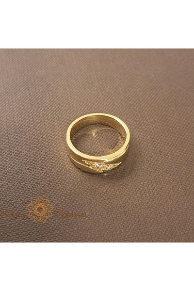 saratremo Classic women's ring plated with 14k gold and fine cubic zirconia - width 6mm