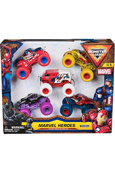 Monster Jam مجموعة سيارات مارفل بمقياس 1:64 (5 قطع)