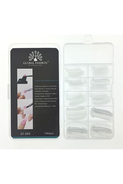 global fashion Set 100 buc tipsuri pentru realizarea extensiilor, forma oval/patrat