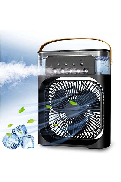 weidasi Portable Mist Sprinkler Fan With 5 Water Outputs And 3 Speeds And 7 Different LEDs Light Col