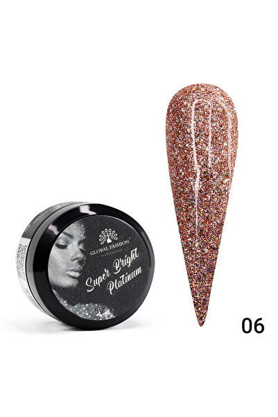 global fashion Σούπερ λαμπερό βερνίκι gel Platinum, 5 g 06