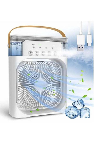 weidasi Portable Mist Sprinkler Fan With 5 Water Outputs And 3 Speeds And 7 Different LEDs Light Col