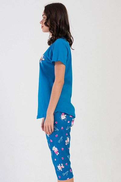 VİENETTA Cotton Women's Short Sleeve Capri Pajama Set, 409062