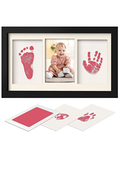 Moky Design Baby Girl Photo Frame, Paw Foot Handprint Set, Non-Contact Ink Ki...