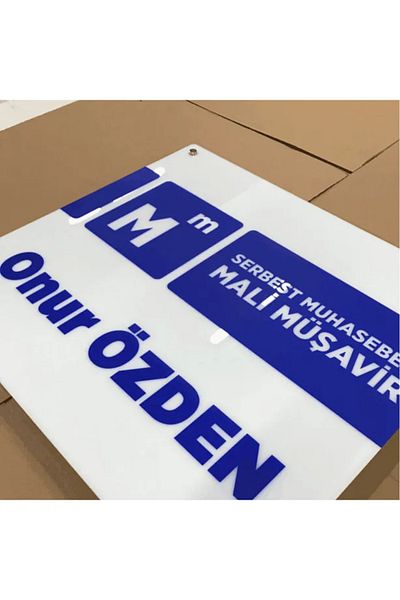 Atalya Reklam ve Tasarım Uv Printed Office, Home, Dentist, Lawyer, Accounting, Accountant White Plexiglass Sign 50X30Cm