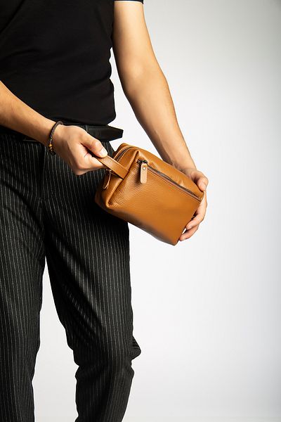 Niki Leather Τσάντα χειρός David Taba από γνήσιο δέρμα με φερμουάρ