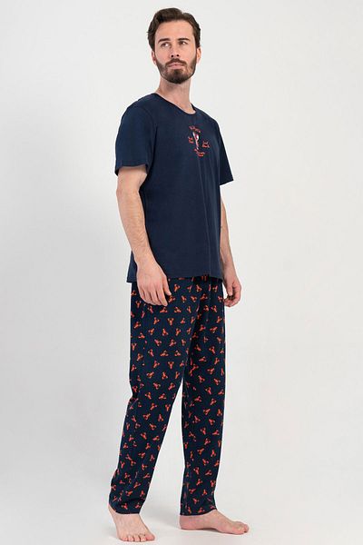 VİENETTA Cotton Men's Short Sleeve Pajama Suit, 408119