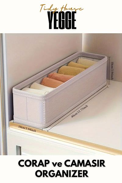 YEGGE 2 Pcs Drawer and Closet Organizer, Shelf Organizer, Foldable Socks and Laundry Organizer