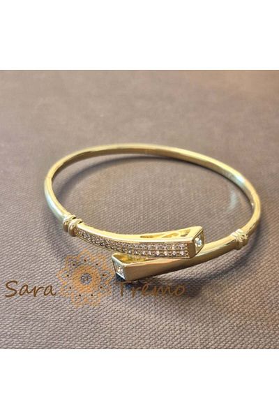 saratremo Bratara Sigiliul Puterii – design sculptural, placata aur 14K, cu zirconia