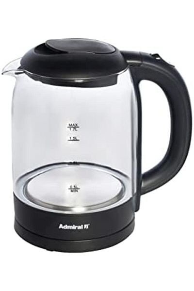 Admiral Electric Glass Kettle with 1.7L Capacity, 360°, Manual Lid, 220-240V (2022 Model)- ADKT170G