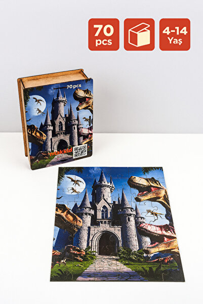 matkid 70 Parça Ahşap Dinozor Puzzle – Eğitici Zeka Geliştirici Oyuncak + Ahş...