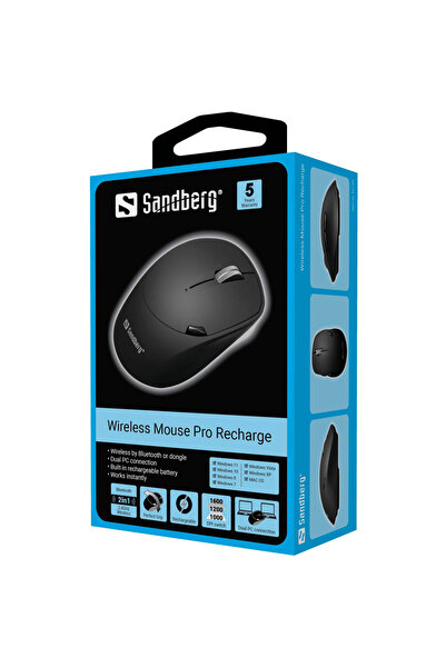 Sandberg Mysz bezprzewodowa Pro Recharge, 631-02