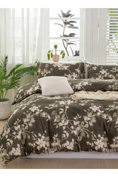 LUNA HOME طقم سرير مكون من 6 قطع بمقاس كوين، يتميز بزخارف أوراق مذهلة 200×230...