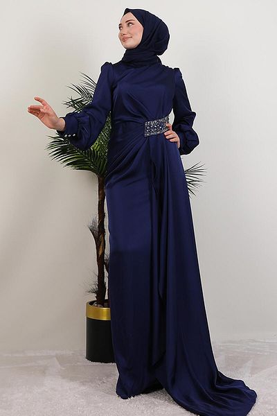 GİYZAMİLA Βραδινό φόρεμα Swan Navy Blue