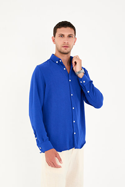 No Way Erkek Uzun Kol Düğmeli Yaka Salaş Aerobin Gömlek