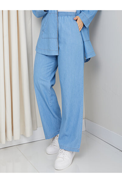 Pamuk Butik Women's Double Casual Jeans Set with Pockets and Trousers