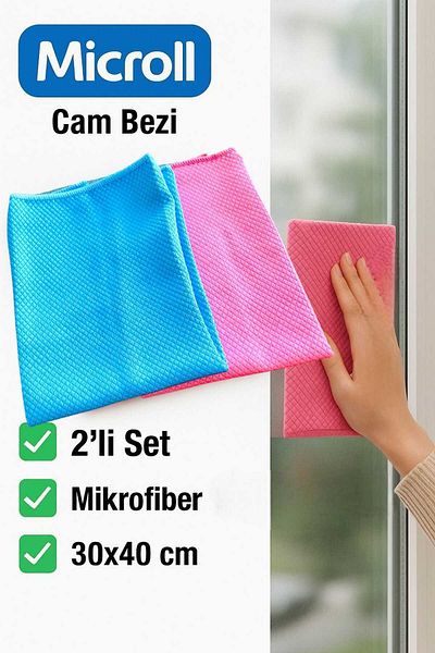 AYMETA Microll 2-Pack Microfiber Glass Cloth |   Pink & Blue |   Does Not Leave Marks – Does Not Leave Feathers – 30X40 cm
