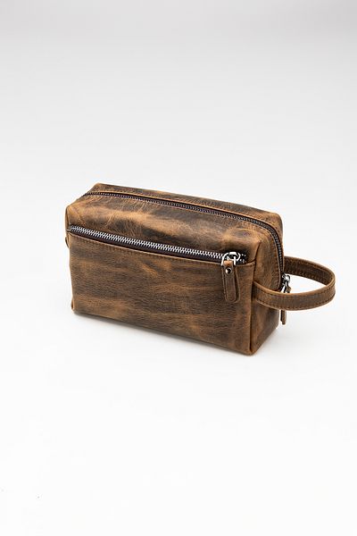 Niki Leather Τσάντα χειρός David Crazy Brown από γνήσιο δέρμα με φερμουάρ