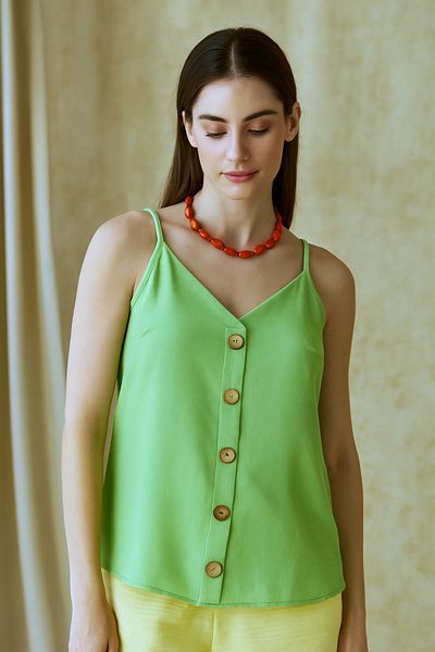 HOFY Buttoned Blouse with Rope Straps