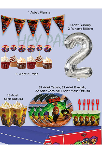 PartyPoo Brawl Stars Themed Birthday Party Set for 32 People |   2 Year Birth...