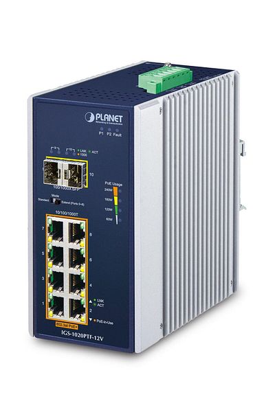 Inna marka Planet IP30 Ind 8-P 10/100/1000T, IGS-1020PTF-12V