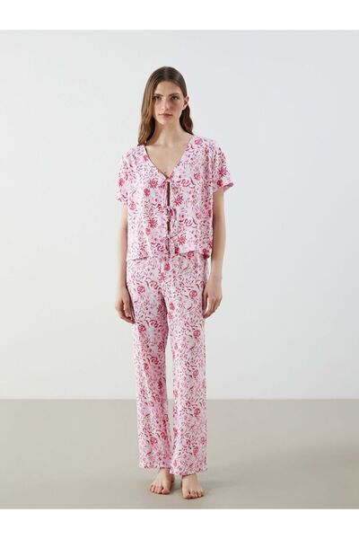 LC Waikiki V-Neck Patterned Women's Pajama Set